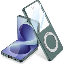 Maks Technology Galaxy Z Flip 8 Kılıf M-Safe Şarj Özellikli Mkst Kıpta Yüzüklü Kamera Korumalı Kılıf