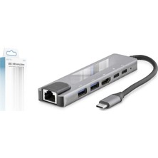Gees Global Type-C Combo Hub HDMI 4K USB 3.0 Lan 6 Port - Gri HDX7791