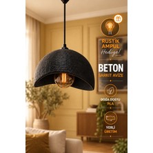 OZNIVA Beton Görünümlü Tekli Sarkıt Avize Modern Bohem Iskandinav Salon Mutfak Avizesi G95 Rustik LED Ampul Hediyeli