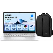 Asus Zenbook 14 UX3405CA-ST1281 Intel Core Ultra 9-285H  32 GB Ram  2 Tb SSD  14" OLED  Windows 11 Home Laptop + Snertech Çanta