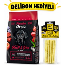 Fitmin Dog For Life Beef & Rice Sığır Etli ve Pirinçli Yetişkin Köpek Maması 2,5 kg + Delibon M Beyaz 12'li Burgu Çubuk