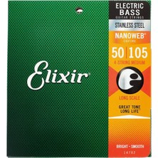 Elixir 14702 Stainless Steel Set Bas Gitar Teli (50-105)
