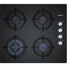 Siemens Eo6C6HB11O Gazlı Ankastre Ocak 4 Gözü Siyah Cam Yüzeyli Kolay Temizlik Özelliği