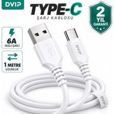 Dvıp S01C 6A 67W Fast Charging Usba To Type-C Data ve Hızlı Şarj Kablosu 1m Beyaz