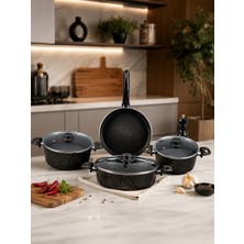 Pann City 7 Parça Granit Tencere Seti 20-24 cm Derin Tencere 24 cm Tava 26 cm Basık Tencere Takım