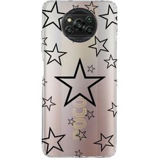 LOTUS GOLD Poco X3/x3 Pro/nfc Uyumlu Siyah Yıldız Desenli Şeffaf Telefon Kılıfı