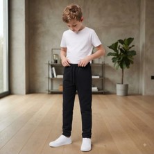 Erca Home Tekstil Ürünleri %100 Pamuklu Erkek Boru Paça Likralı Kompakt Pantolon Eşofman Altı  6Y,5Y,7Y,8Y,9Y,10Y,11Y,12Y,ERKEK Siyah