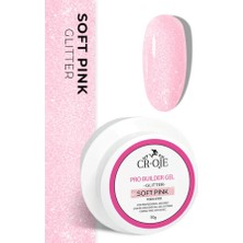 Cr-Oje CROJE KALICI OJE (Orta Akışkan Kıvam) Pro Builder Gel (Glitter Soft Pink) 50 gr