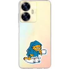 LOTUS GOLD Realme C55 Uyumlu Garfield Desenli Şeffaf Telefon Kılıfı