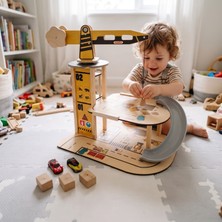 Toysilla Ahşap Vinçli Otopark ve Şantiye Oyun Seti T3038