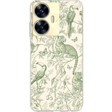 LOTUS GOLD Realme C55 Uyumlu Tropikal Botanik Desenli Şeffaf Telefon Kılıfı