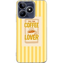 LOTUS GOLD Realme C53 Uyumlu Coffee Lover Desenli Şeffaf Telefon Kılıfı