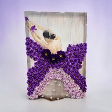 Sedosh Home Vision Özel Tasarım 3D Mor Lila Çiçekli Balerin Kız Dekoratif Tablo Duvar Dekorasyonu 47X68 cm