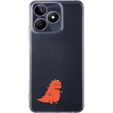 LOTUS GOLD Realme C53 Uyumlu Sevimli Dinozor Desenli Şeffaf Telefon Kılıfı