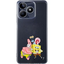 LOTUS GOLD Realme C53 Uyumlu Sünger Bob Desenli Şeffaf Telefon Kılıfı