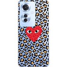 LOTUS GOLD Oppo Reno 11F 5g Uyumlu Kalp ve Leopar Desenli Şeffaf Telefon Kılıfı