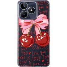 LOTUS GOLD Realme C53 Uyumlu Love Kiraz Desenli Şeffaf Telefon Kılıfı
