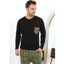 Çamaşır Kenti Erkek Uzun Kol Penye Siyah Pijama Takımı