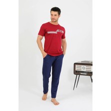 Çamaşır Kenti Erkek Pamuk Kısa Kol Pijama Takım Bordo