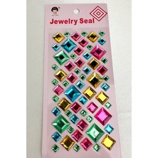 Modex Renkli Kare Kristal Görünümlü Yapışkanlı Taş Sticker (Ajanda,telefon,bardak)