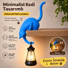 Piyatech Modern & Şık - Minimalist Kedi Tasarımlı Dekoratif Raf Lambası – Gece Lambası