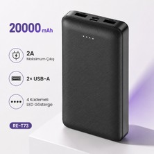Piyatech 20000 Mah Çift USB Çıkışlı Type-C ve Micro USB Girişli LED Göstergeli Taşınabilir Powerbank- RE-T73