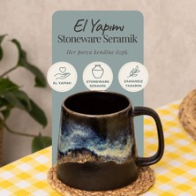 Mions North El Yapımı Stoneware Premium - Mavi/siyah Kahve & Çay Kupası