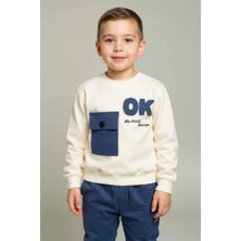 Erca Home Tekstil Ürünleri %100 Pamuklu Sweatshırt Eşofman Takımı 6 18 Ay Erkek Mavi 6 /24 Ay Mavi