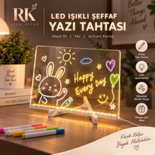 RK Cosmetics Yeni Tasarım 20X30 Neon LED Işıklı Büyük Boy Yazı Çizim Tahtası Ayarlanabilir Stand ve Kalem Hediye Işıklı Pano