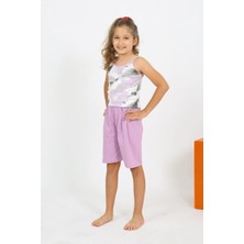 Beruflic Kız Çocuk Ip Askılı Şortlu Penye Lila Pijama Takım Under Moda