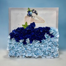 Sedosh Home Vision Özel Tasarım 3D Kabartmalı Lacivert Mavi Balerin Kız Dekoratif Tablo 57X68 cm