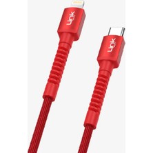 LinkTech K599 Safe 3A 27W Pd Örgülü Metal Başlı Tip-C Lightning Şarj Kablosu