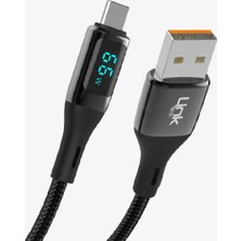 LinkTech K681 Dijital Göstergeli Pd 66W Çinko Başlı Usb-A Tip-C Şarj Kablosu 1000MM