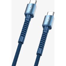LinkTech K598 Safe 3A 60W Pd Örgülü Metal Başlı Tip-C Tip-C Şarj Kablosu