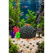 BarsDepo Karides Akvaryumu Için Gözenekli Siyah Saklanma Mağarası Tabela 3'lü Mercan - 10X5CM Batan Model
