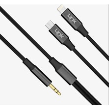 LinkTech A204 2'si 1 Arada 3.5mm Aux Çıkışlı Type-C ve Lightning Ses Kablosu