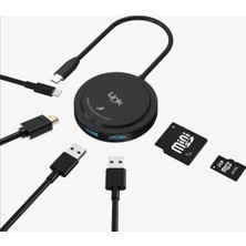 LinkTech A200 Premium 7'sı 1 Arada Kablosuz Şarj Pedi, Tip-C Hub ve Kart Okuyucu