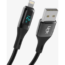 LinkTech K682 Dijital Göstergeli Pd 2.4A Çinko Başlı Usb-A Lightning Şarj Kablosu