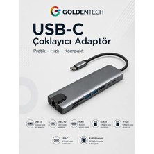 Golden Tech USB Type-C 8 Hub Dönüştürücü Çevirici Çoklayıcı Macbook Pro Air Uyumlu