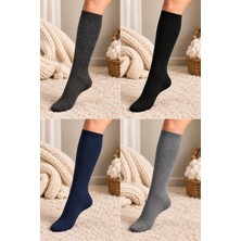 İkonik Socks Kadın 4’lü Yünlü Diz Altı Çok Renkli Çorap Seti