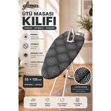 Glomar Pratik Lüx Ütü Masası Kılıfı Bezi Örtüsü Yanmaz Yapışmaz Kenar Lastikli Süngerli Kaymaz 55 x 135
