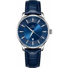 Aybars Erkek Kol Saati Deri Kordon Lacivert Kadran Takvimli Quartz Analog Bilek Saati