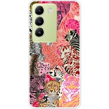 LOTUS GOLD Vivo V30 Lite Uyumlu Leoparlar Desenli Şeffaf Telefon Kılıfı