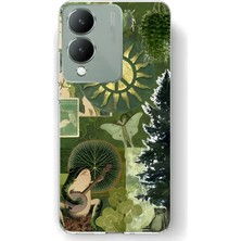LOTUS GOLD Vivo Y17S Uyumlu Kolaj Desenli Şeffaf Telefon Kılıfı