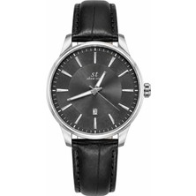 Aybars Erkek Kol Saati Deri Kordon Siyah Kadran Takvimli Quartz Analog Bilek Saati