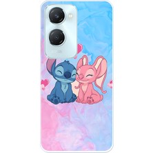LOTUS GOLD Vivo Y18 Uyumlu Angel ve Stich Desenli Şeffaf Telefon Kılıfı
