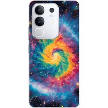 LOTUS GOLD Vivo Y29 4g Uyumlu Gökkuşağı Galaksi Desenli Şeffaf Telefon Kılıfı