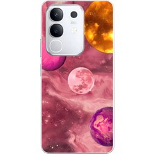 LOTUS GOLD Vivo Y29 4g Uyumlu Galaksi Uzay Desenli Şeffaf Telefon Kılıfı