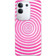 LOTUS GOLD Vivo Y29 4g Uyumlu Pembe Spiral Desenli Şeffaf Telefon Kılıfı