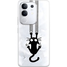 LOTUS GOLD Vivo Y29 4g Uyumlu Kedi Desenli Şeffaf Telefon Kılıfı